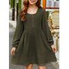 imageblibean Tween Girls Smocked Dresses Semi Formal Outfits with Pockets Size 615 YearsA Olive Green