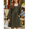 imageblibean Tween Girls Smocked Dresses Semi Formal Outfits with Pockets Size 615 YearsA Olive Green