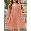 imageblibean Tween Girls Smocked Dresses Semi Formal Outfits with Pockets Size 615 YearsA Pink