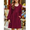 imageblibean Tween Girls Smocked Dresses Semi Formal Outfits with Pockets Size 615 YearsA Red