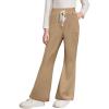 imageblibean Girls Uniform Pants Corduroy School Dress Bootcut Trousers Size 615 YearsA Khaki