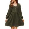 imageblibean Tween Girls Smocked Dresses Semi Formal Outfits with Pockets Size 615 YearsA Olive Green