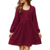 imageblibean Tween Girls Smocked Dresses Semi Formal Outfits with Pockets Size 615 YearsA Red