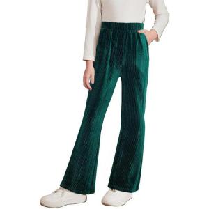 imageblibean Girls 2025 Uniform Pants Teen School Velvet Flare Leggings Size 615 YearsA Green