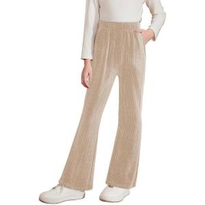 imageblibean Girls 2025 Uniform Pants Teen School Velvet Flare Leggings Size 615 YearsA Khaki