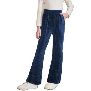 imageblibean Girls 2025 Uniform Pants Teen School Velvet Flare Leggings Size 615 YearsA Navy Blue
