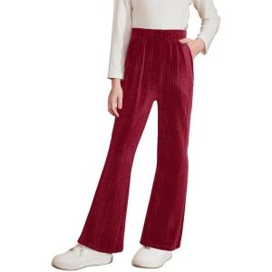 imageblibean Girls 2025 Uniform Pants Teen School Velvet Flare Leggings Size 615 YearsA Red