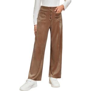 imageblibean Girls 2025 Uniform Straight Pants Teen School Fleece Dress Leggings Size 615 YearsA Coffee