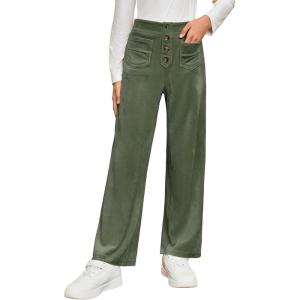 imageblibean Girls 2025 Uniform Straight Pants Teen School Fleece Dress Leggings Size 615 YearsA Green