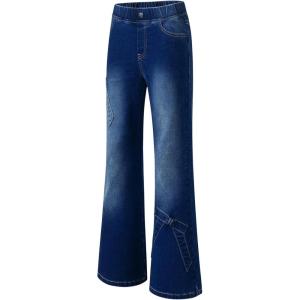 imageblibean Girls Bell Bottoms Jeans Zimbaplatinum Demin Pants Size 615 YearsA Dark Blue