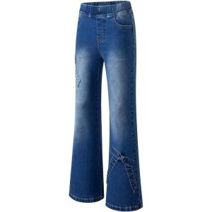 imageblibean Girls Bell Bottoms Jeans Zimbaplatinum Demin Pants Size 615 YearsA Light Blue