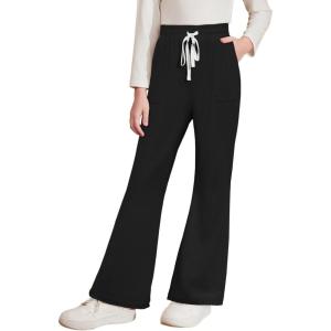 imageblibean Girls Uniform Pants Corduroy School Dress Bootcut Trousers Size 615 YearsA Black