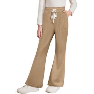 imageblibean Girls Uniform Pants Corduroy School Dress Bootcut Trousers Size 615 YearsA Khaki