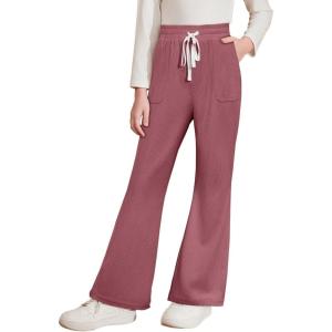 imageblibean Girls Uniform Pants Corduroy School Dress Bootcut Trousers Size 615 YearsA Pink