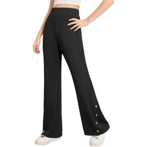 imageblibean Tween Girls Bell Bottom School Uniform Pants Stretchy Leggings Size 615 YearsBlack
