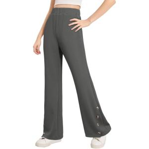 imageblibean Tween Girls Bell Bottom School Uniform Pants Stretchy Leggings Size 615 YearsGrey