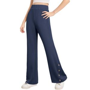 imageblibean Tween Girls Bell Bottom School Uniform Pants Stretchy Leggings Size 615 YearsNavy Blue