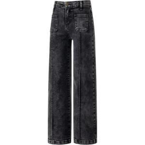 imageblibean Tween Girls Wide Leg Jeans Zimbaplatinum Demin Pants Size 615 YearsA Black