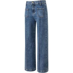 imageblibean Tween Girls Wide Leg Jeans Zimbaplatinum Demin Pants Size 615 YearsA Dark Blue