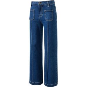 imageblibean Tween Girls Wide Leg Jeans Zimbaplatinum Demin Pants Size 615 YearsA Navy Blue