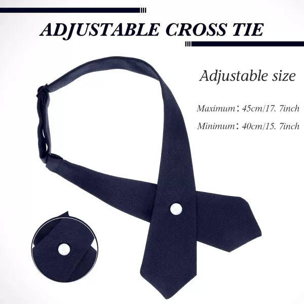 2 Pack French Girls Uniform Tie Cross Tie for Girls Adjustable Neck Tie School Uniform for Girl Cross Neck Tie Girl Neck Tie