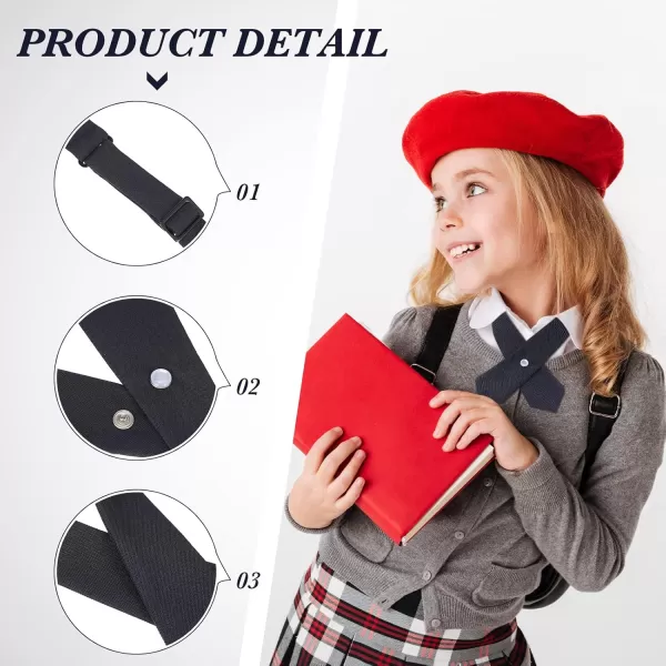 2 Pack French Girls Uniform Tie Cross Tie for Girls Adjustable Neck Tie School Uniform for Girl Cross Neck Tie Girl Neck Tie