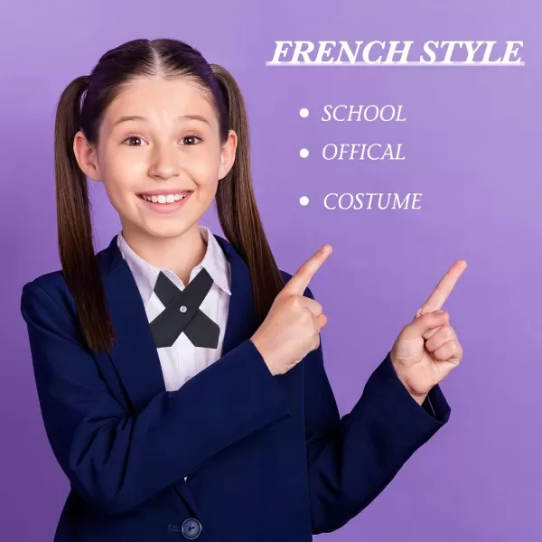 2 Pack French Girls Uniform Tie Cross Tie for Girls Adjustable Neck Tie School Uniform for Girl Cross Neck Tie Girl Neck Tie