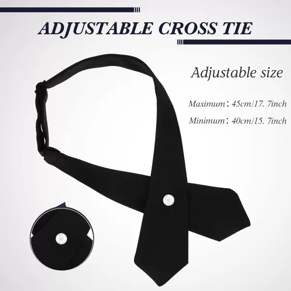 2 Pack French Girls Uniform Tie Cross Tie for Girls Adjustable Neck Tie School Uniform for Girl Cross Neck Tie Girl Neck Tie