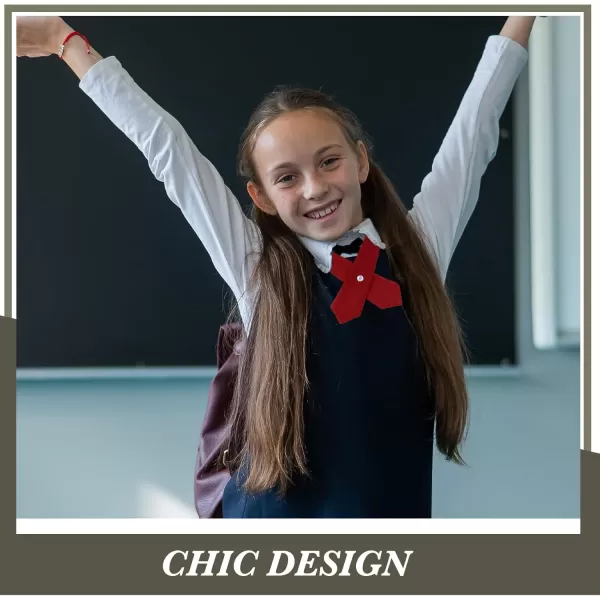 2 Pack French Girls Uniform Tie Cross Tie for Girls Adjustable Neck Tie School Uniform for Girl Cross Neck Tie Girl Neck Tie