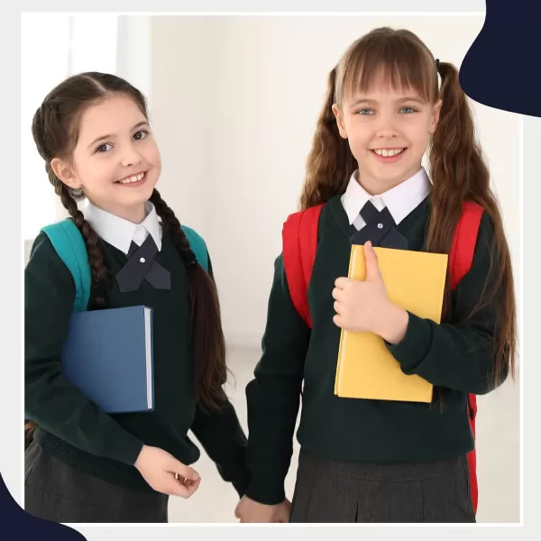 2 Pack French Girls Uniform Tie Cross Tie for Girls Adjustable Neck Tie School Uniform for Girl Cross Neck Tie Girl Neck Tie