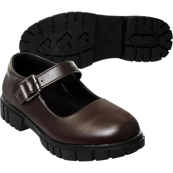 French Toast Girls Round Toe Ankle Strap MaryJane School Shoes - Mary Jane Chunky Platform Oxford Dress Shoe Pumps - Black/Navy/Brown 