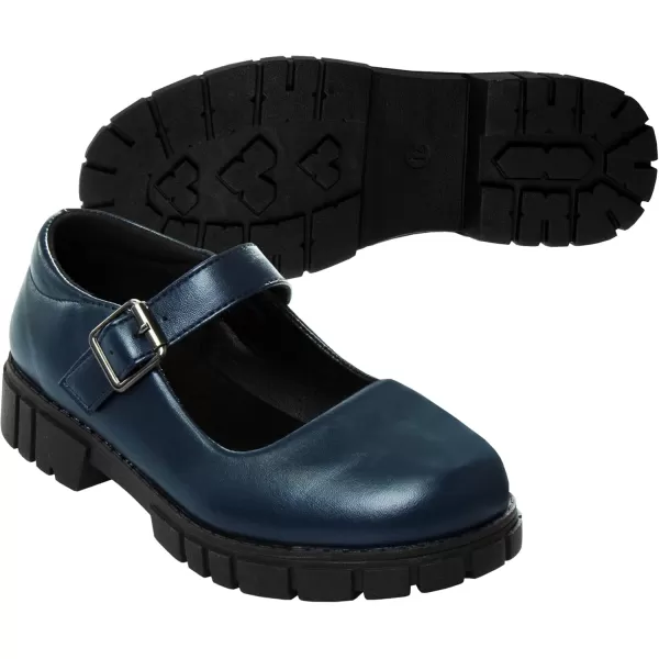 French Toast Girls Round Toe Ankle Strap MaryJane School Shoes - Mary Jane Chunky Platform Oxford Dress Shoe Pumps - Black/Navy/Brown 