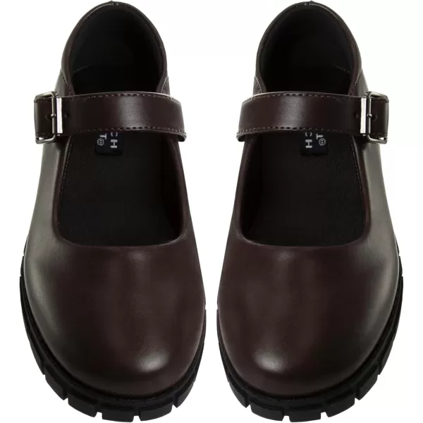 French Toast Girls Round Toe Ankle Strap MaryJane School Shoes - Mary Jane Chunky Platform Oxford Dress Shoe Pumps - Black/Navy/Brown 