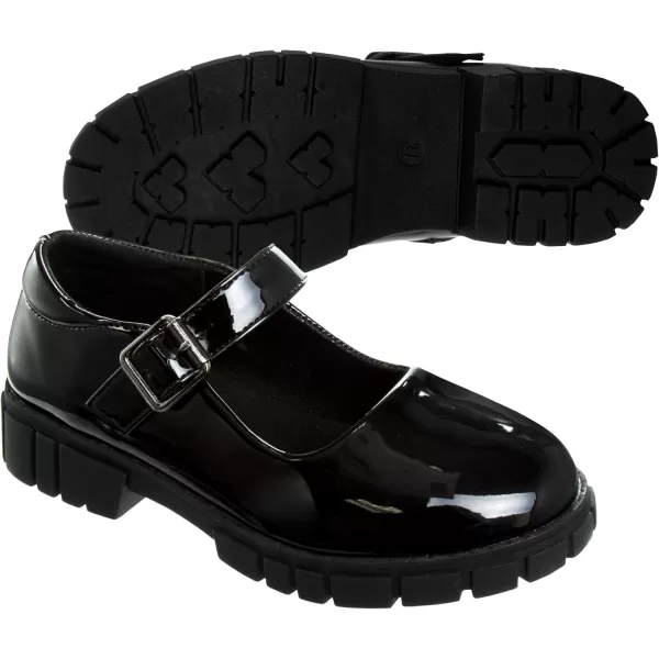 French Toast Girls Round Toe Ankle Strap MaryJane School Shoes - Mary Jane Chunky Platform Oxford Dress Shoe Pumps - Black/Navy/Brown 