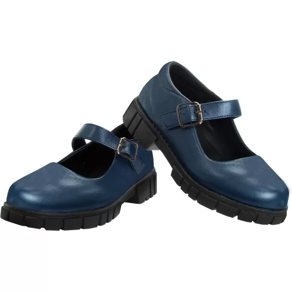 French Toast Girls Round Toe Ankle Strap MaryJane School Shoes - Mary Jane Chunky Platform Oxford Dress Shoe Pumps - Black/Navy/Brown 