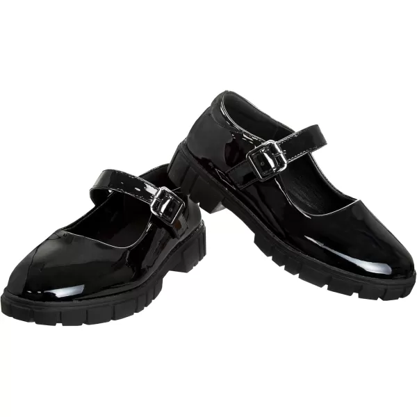 French Toast Girls Round Toe Ankle Strap MaryJane School Shoes - Mary Jane Chunky Platform Oxford Dress Shoe Pumps - Black/Navy/Brown 