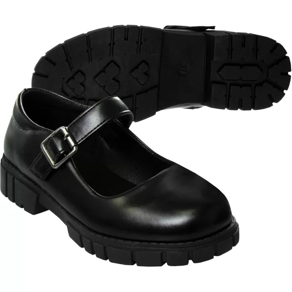 French Toast Girls Round Toe Ankle Strap MaryJane School Shoes - Mary Jane Chunky Platform Oxford Dress Shoe Pumps - Black/Navy/Brown 