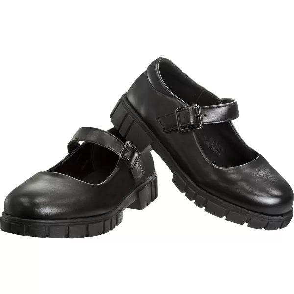 French Toast Girls Round Toe Ankle Strap MaryJane School Shoes - Mary Jane Chunky Platform Oxford Dress Shoe Pumps - Black/Navy/Brown 