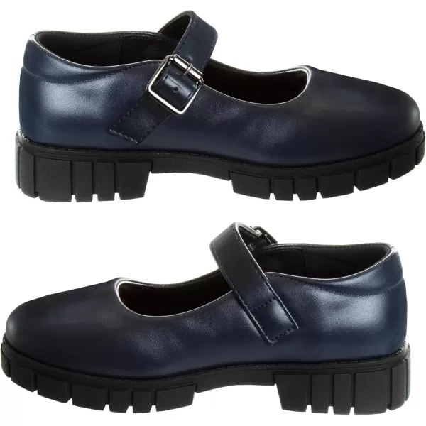 French Toast Girls Round Toe Ankle Strap MaryJane School Shoes - Mary Jane Chunky Platform Oxford Dress Shoe Pumps - Black/Navy/Brown 