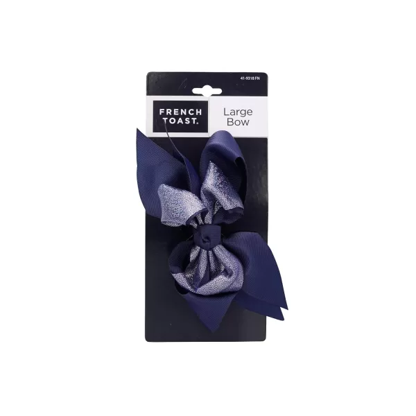French Toast Girl's School Uniform Bow Clips and Headband, 4-pack, Navy