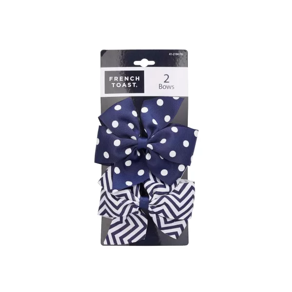 French Toast Girl's School Uniform Bow Clips and Headband, 4-pack, Navy