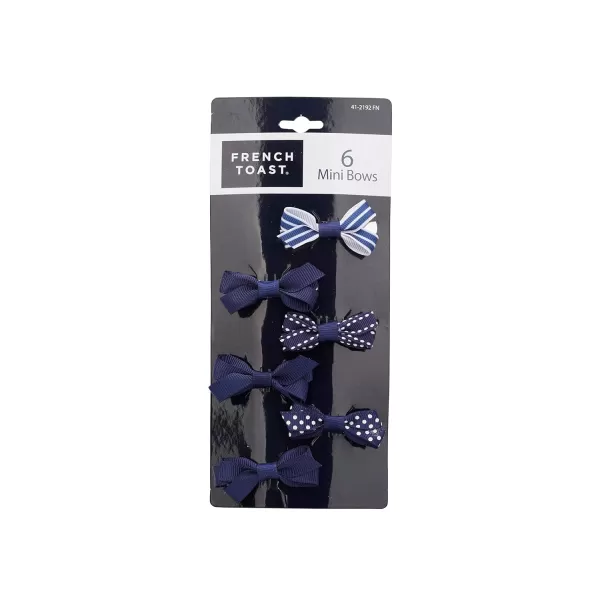 French Toast Girl's School Uniform Bow Hair Accessories, Navy, 4-pack