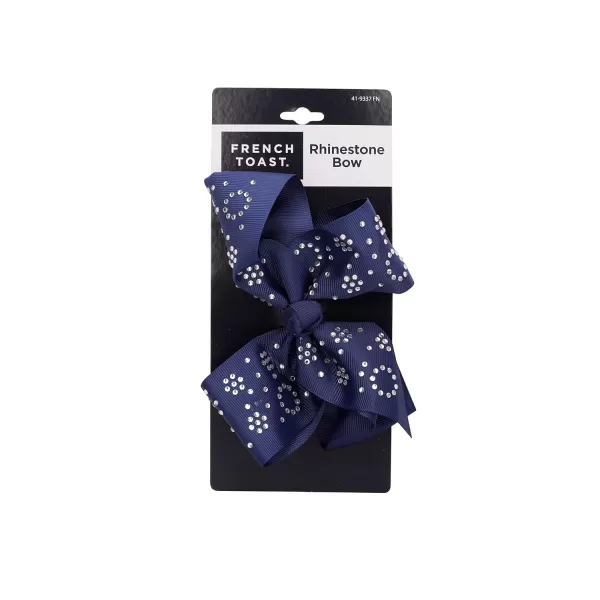 French Toast Girl's School Uniform Bow Hair Accessories, Navy, 4-pack
