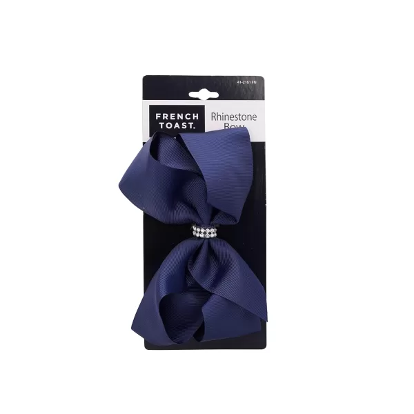French Toast Girl's School Uniform Bow Hair Accessories, Navy, 4-pack