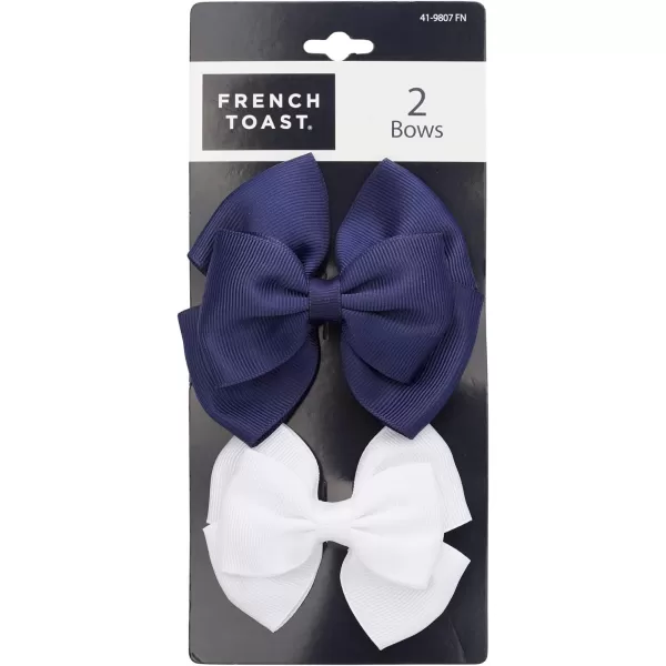 French Toast Kid's School Uniform Bow Clips, Headband and Ponytail Holders, 4-pack, Navy Blue &amp; White, One Size
