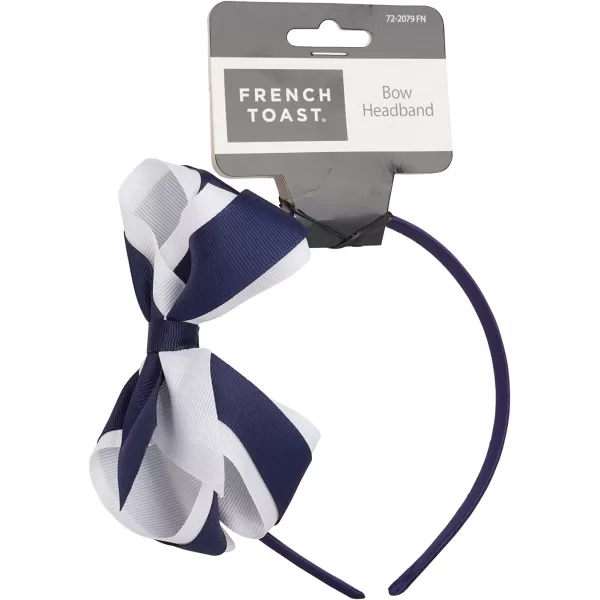 French Toast Kid's School Uniform Bow Clips, Headband and Ponytail Holders, 4-pack, Navy Blue &amp; White, One Size