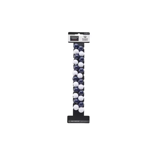 French Toast Kid's School Uniform Self-Hinge Barrettes and Ponytail Holders, 4-pack, Navy Blue &amp; White, One Size