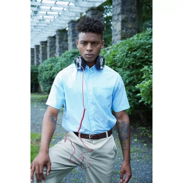 French Toast Men's Expandable Collar Short Sleeve Oxford Dress Shirt