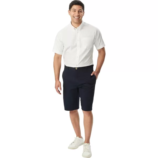 French Toast Men's Expandable Collar Short Sleeve Oxford Dress Shirt