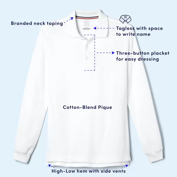 French Toast Men's Long Sleeve Cotton Blend Pique Polo Shirt